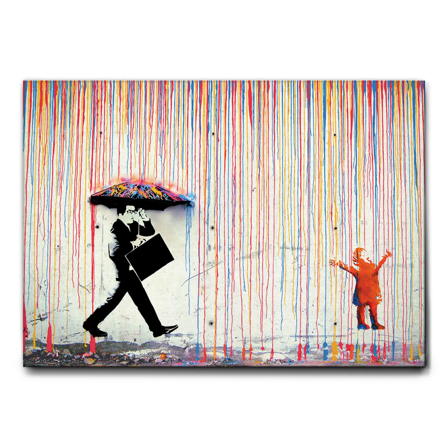 QUADRO BANKSY PIOGGIA DI COLORI - Wdesign