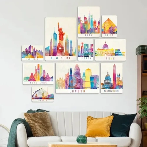 Città Colorate Quadri set 10 pannelli