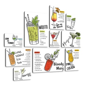 Cocktail Ingredienti Quadri set 10 pannelli