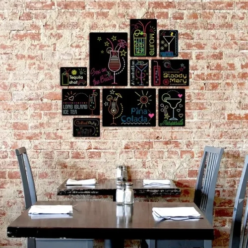Cocktail Neon Quadri set 10 pannelli
