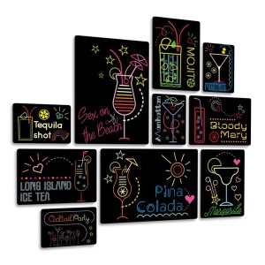 Cocktail Neon Quadri set 10 pannelli