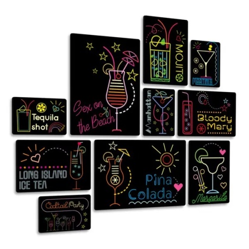Cocktail Neon Quadri set 10 pannelli