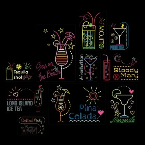 Cocktail Neon Quadri set 10 pannelli