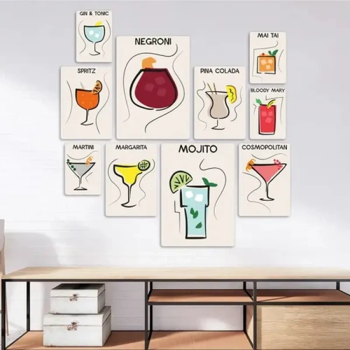 Cocktails Flat Quadri set 10 pannelli