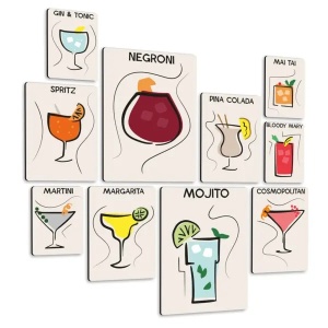 Cocktails Flat Quadri set 10 pannelli