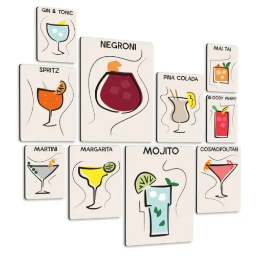 Cocktails Flat Quadri set 10 pannelli