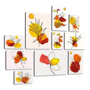 Floreali Arancione Quadri set 10 pannelli