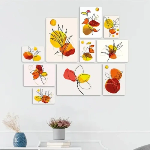 Floreali Arancione Quadri set 10 pannelli
