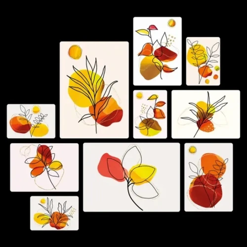 Floreali Arancione Quadri set 10 pannelli