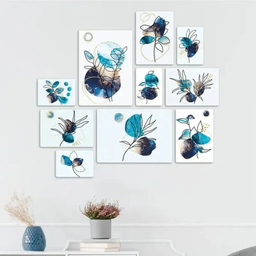 Floreali Blu Quadri set 10 pannelli