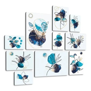 Floreali Blu Quadri set 10 pannelli