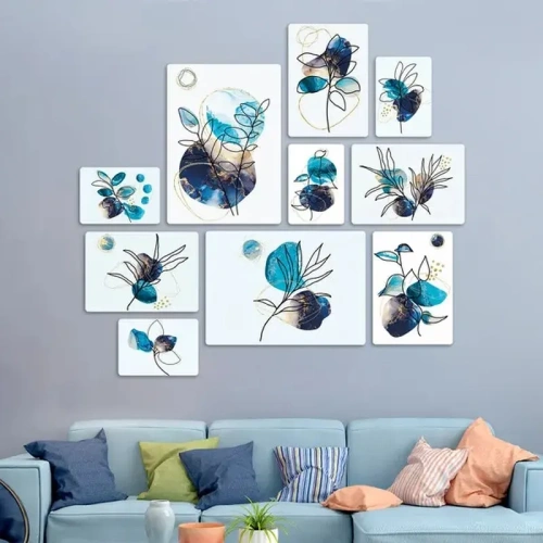 Floreali Blu Quadri set 10 pannelli