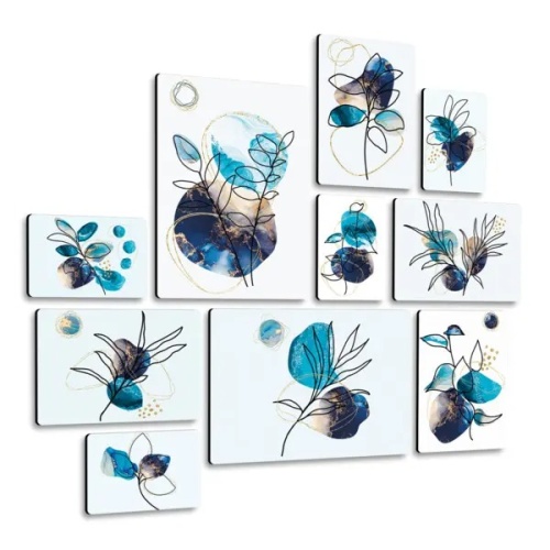 Floreali Blu Quadri set 10 pannelli