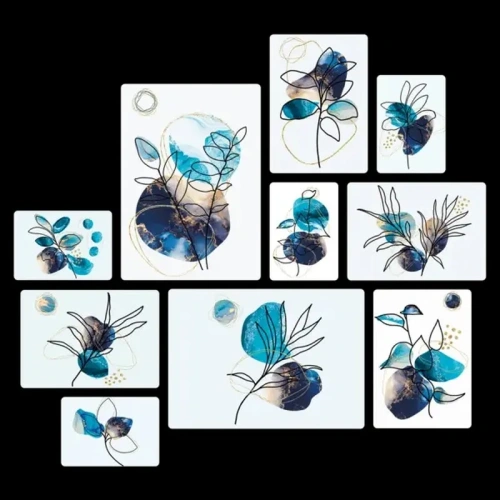Floreali Blu Quadri set 10 pannelli