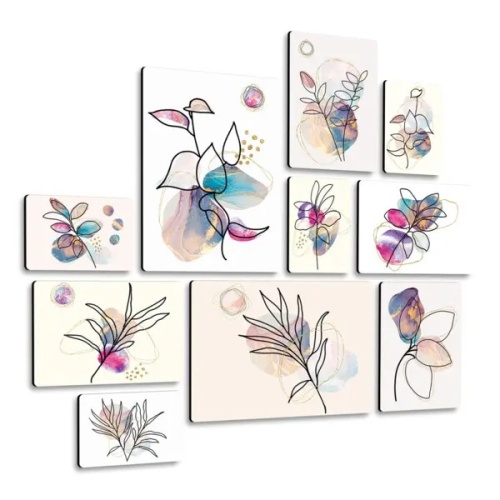 Floreali Viola Quadri set 10 pannelli