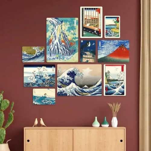 Hokusai Hiroshige Quadri set 10 pannelli