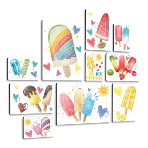 Ice Cream Pop Sicle Quadri set 10 pannelli