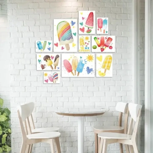 Ice Cream Pop Sicle Quadri set 10 pannelli