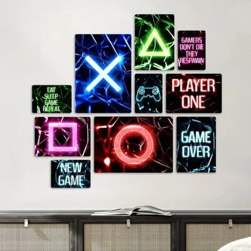 Neon Gaming Quadri set 10 pannelli