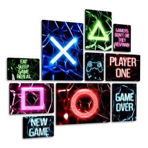 Neon Gaming Quadri set 10 pannelli
