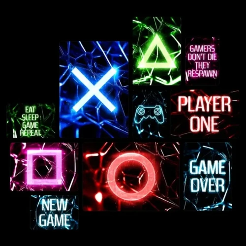 Neon Gaming Quadri set 10 pannelli