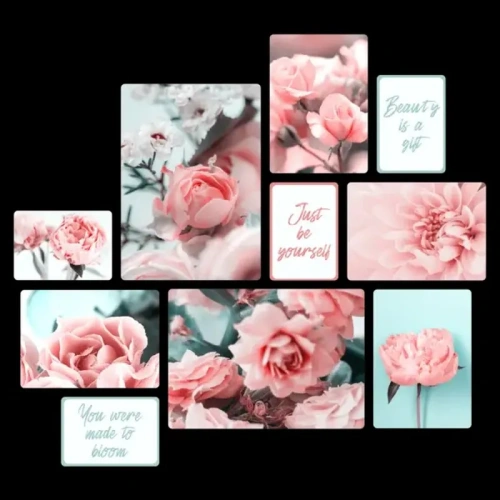 Pink and Cyan Quadri set 10 pannelli