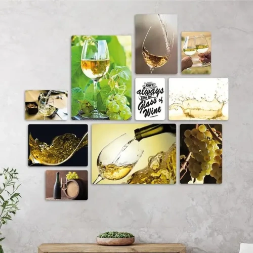 Vino Bianco Quadri set 10 pannelli