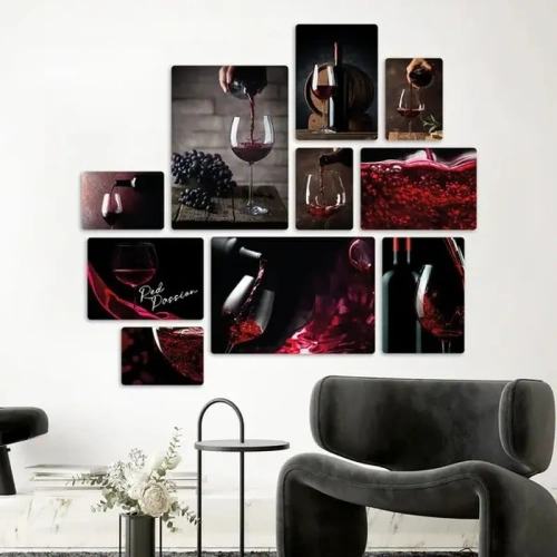 Vino Rosso Quadri set 10 pannelli