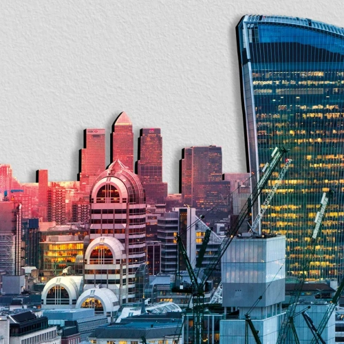 Londra City Skyline Fotografico Sagomato