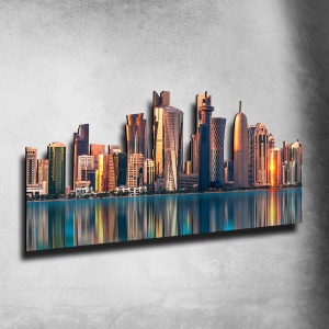 Qatar Giorno Skyline Fotografico Sagomato