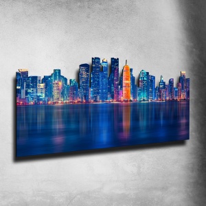 Qatar Notte Skyline Fotografico Sagomato