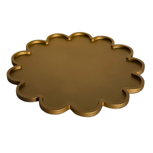 Vassoio Flower metallizzato in legno